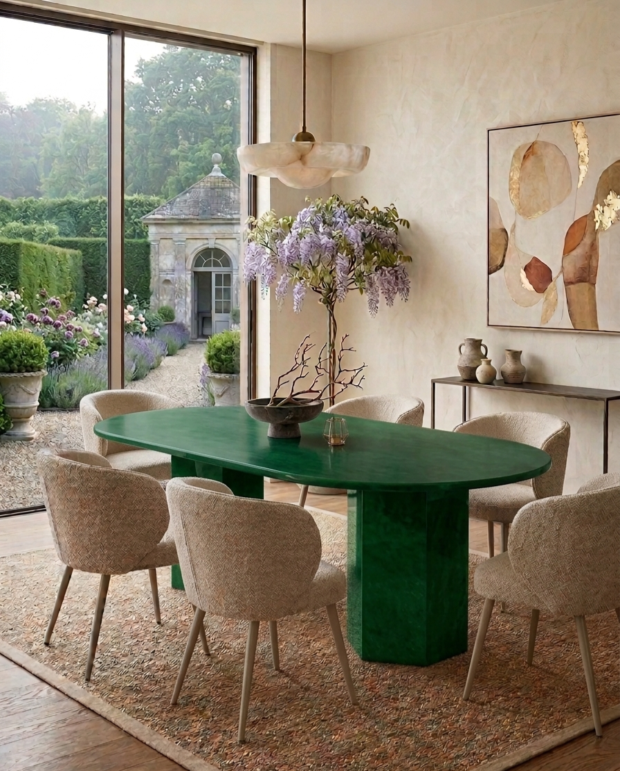 Natural Green Marble Dining Table