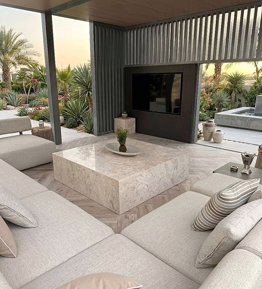 Natural Omani Beige Marble Cube Coffee Table