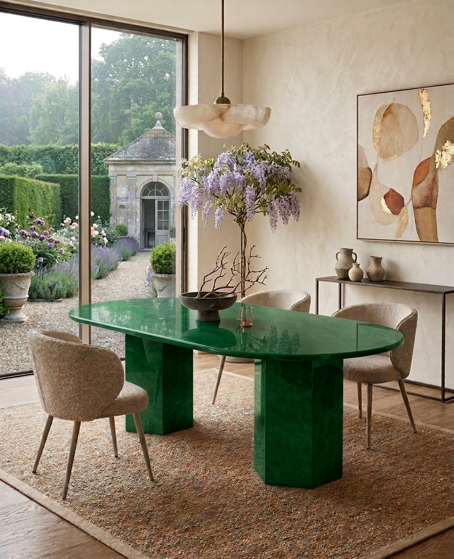 Natural Green Marble Dining Table