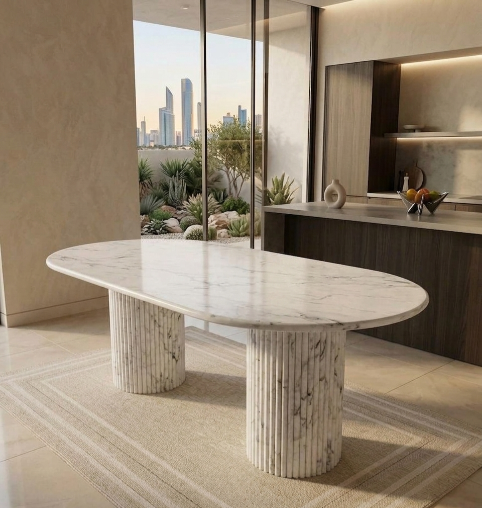 Volaskas White Fluted Dining table