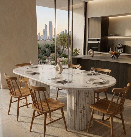 Volaskas White Fluted Dining table
