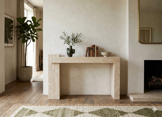 Travertine Beige Standing Console Table