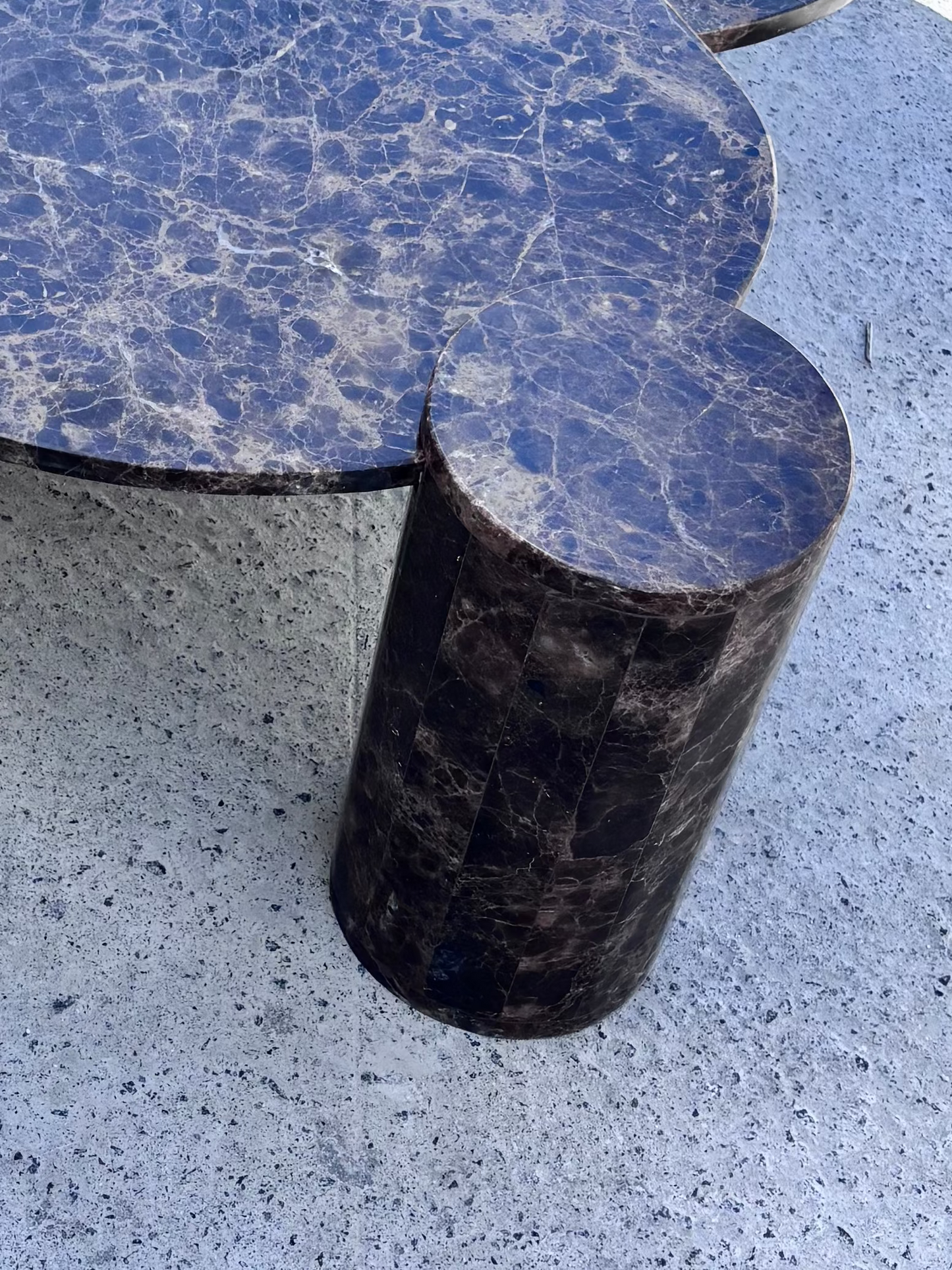 Dark Emprador Marble Coffee Table Along With Side Table