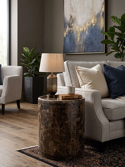 Dark Emprador Marble Side Table