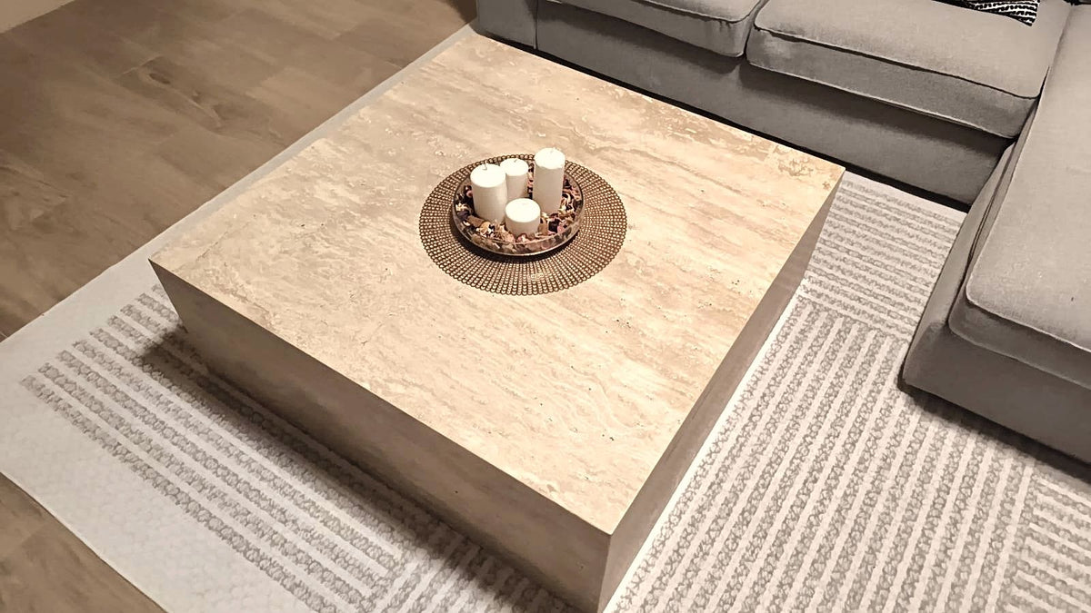 Travertine Filled Cube Coffee Table