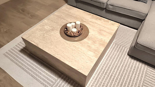 Travertine Filled Cube Coffee Table