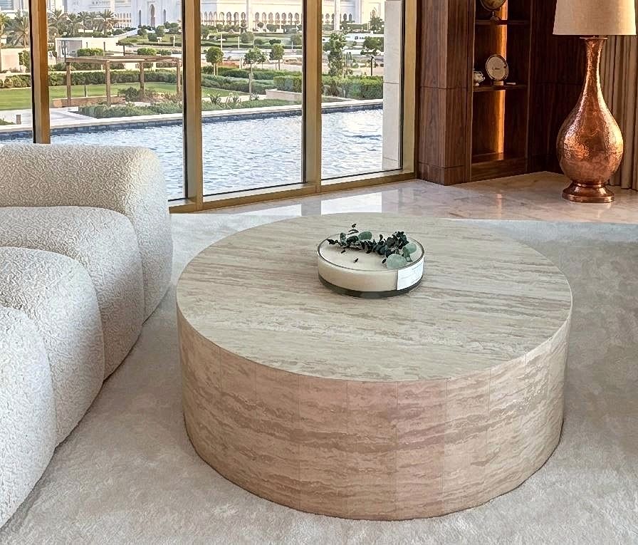 Travertine Round Coffee Table