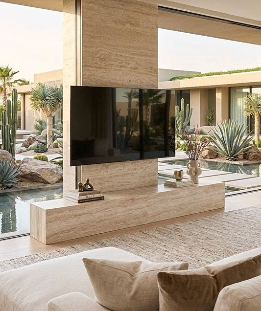 Natural Travertine TV Unit