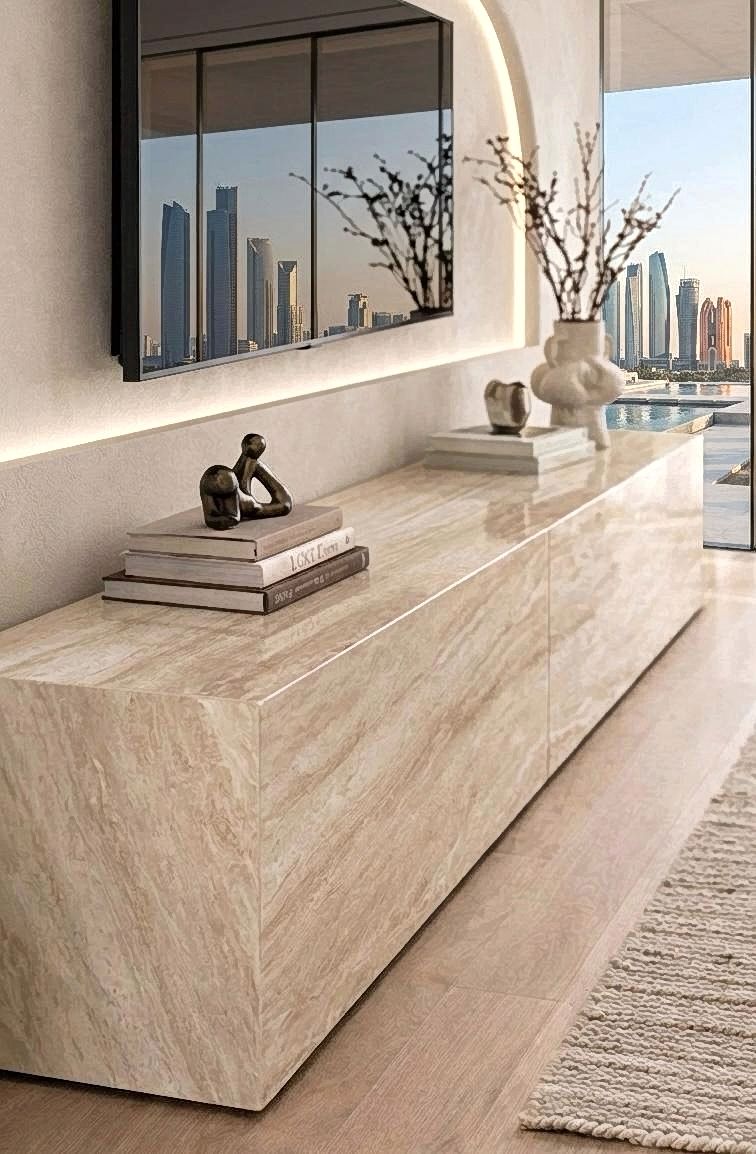 Natural Travertine TV Unit