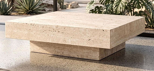 Natural Unfilled Travertine Square Coffee Table