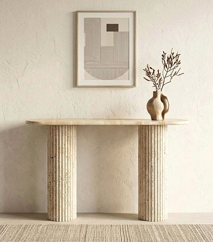 Natural Unfilled Travertine Console Table
