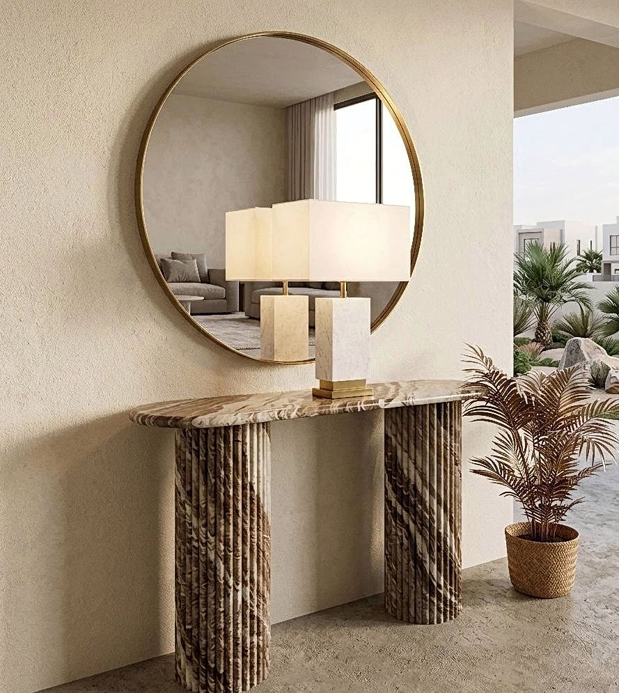 Silver Travertine Console Table
