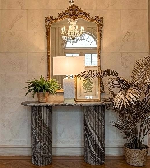 Silver Travertine Console Table