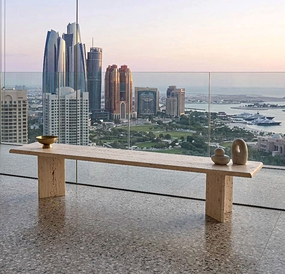Natural Unfilled Travertine TV Unit