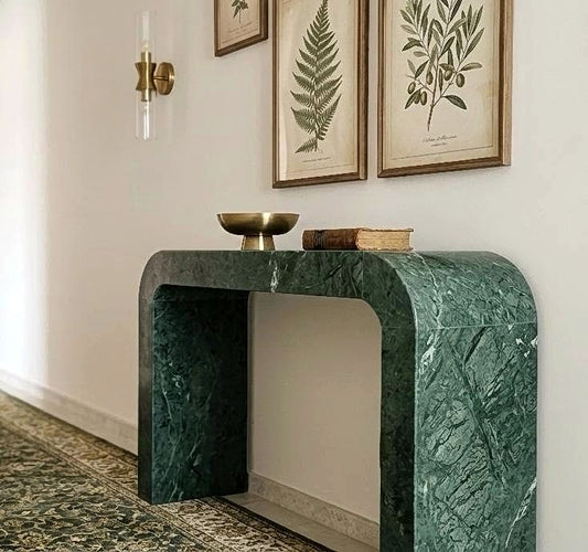 Natural Green Marble Console Table