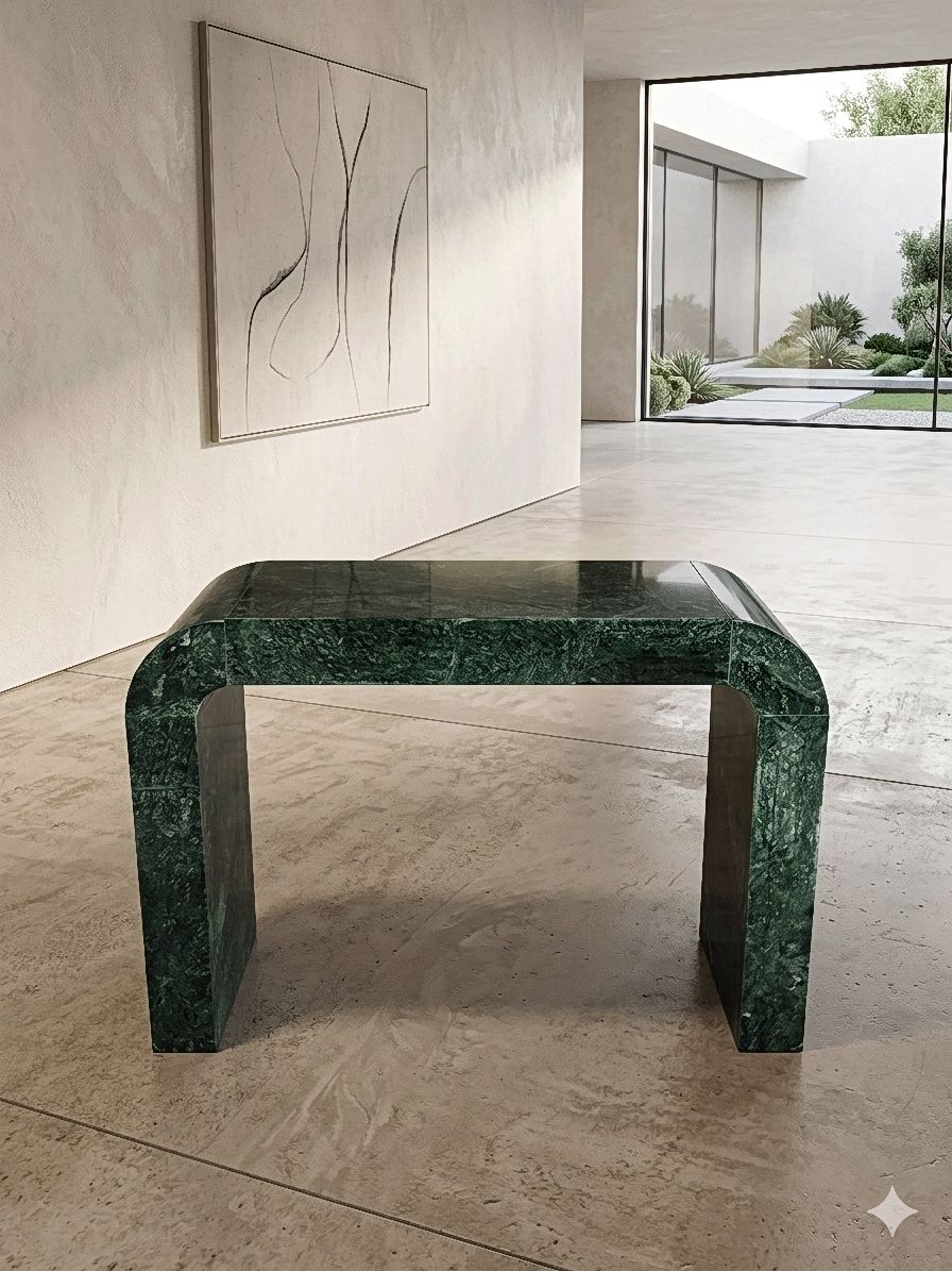 Natural Green Marble Console Table