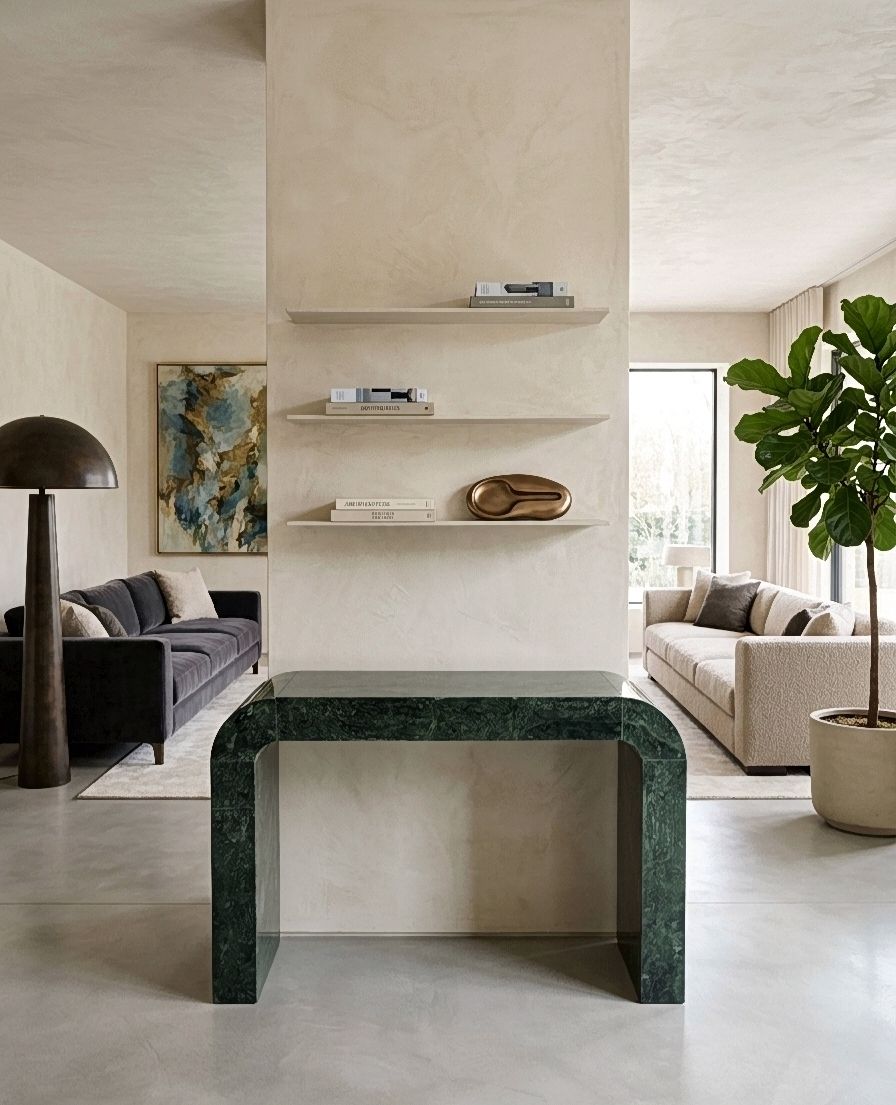 Natural Green Marble Console Table