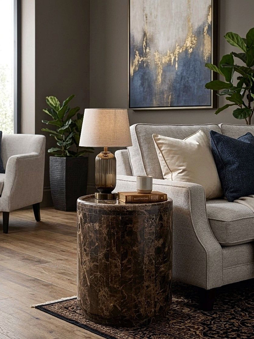 Dark Emprador Marble Side Table