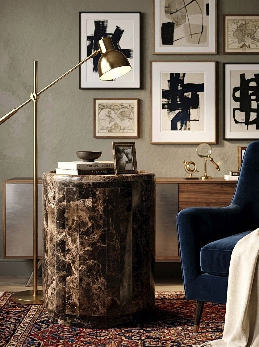 Dark Emprador Marble Side Table