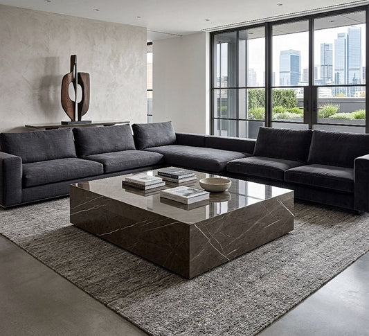 Natural Armani Grey Marble Cube Coffee Table
