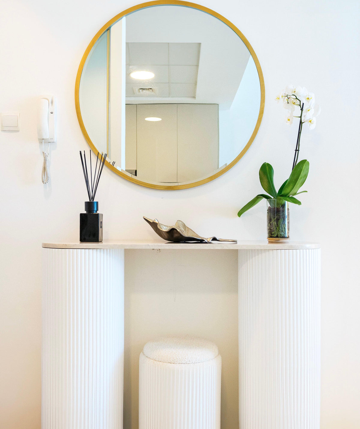 Natural Crema Marble Console Table