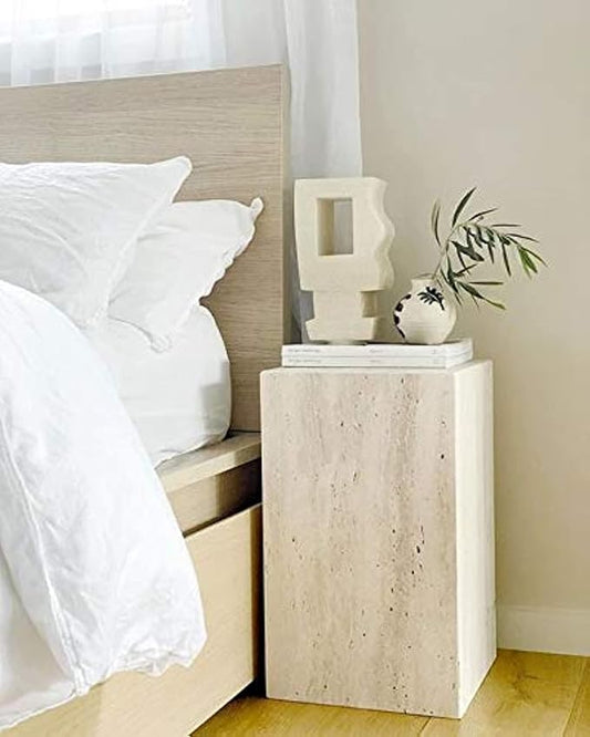 Natural Unfilled Travertine Side Table