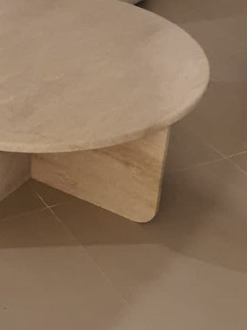 Natural Travertine Beige Round Coffee Table